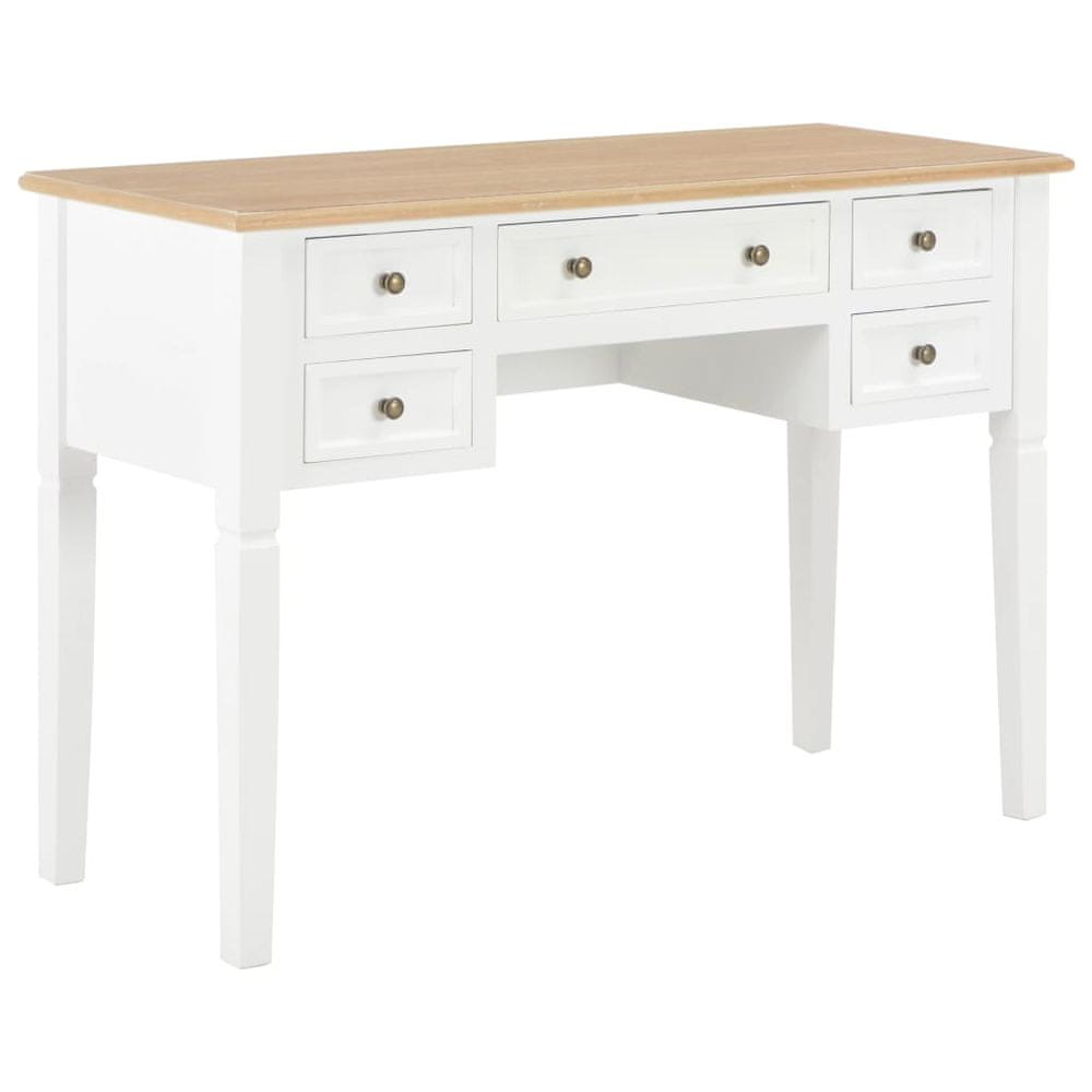 Vidaxl Písací stôl, biely 109,5x45x77,5 cm, drevo